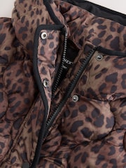 Brown Leopard Animal Print Lightweight Quilted Jacket - Image 8 of 8