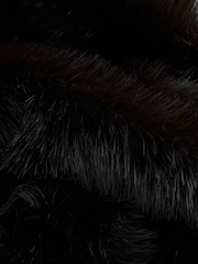 Black Faux Fur Collar Zip Through Jacket - Image 3 of 3