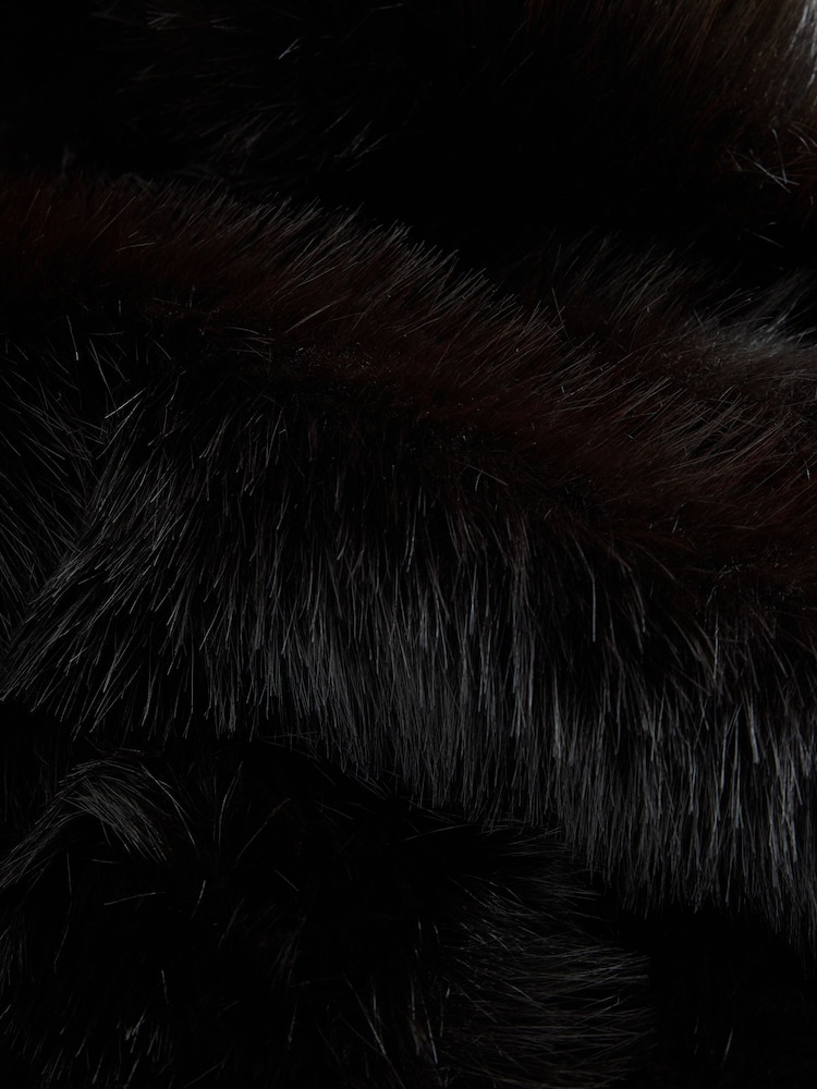 Black Faux Fur Collar Zip Through Jacket - Image 3 of 3 Black Faux Fur Collar Zip Through Jacket - Image 3 of 3
