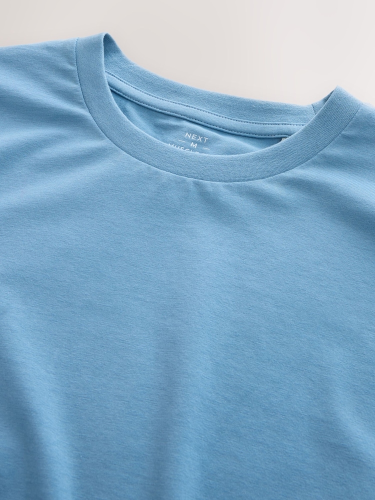 Blue Muscle Fit Essential Cotton T-Shirt - Image 8 of 8