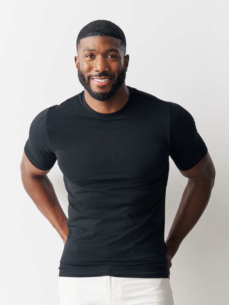 Black Muscle Fit Essential T-Shirts 3 Pack - Image 1 of 5
