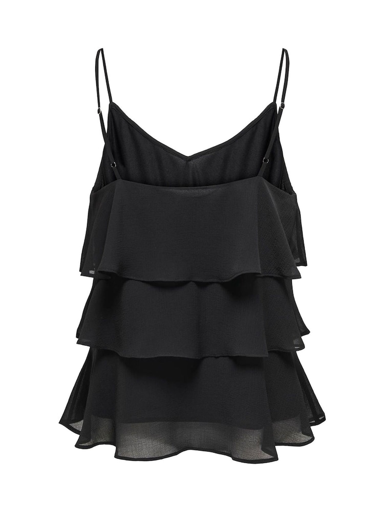 ONLY Black Layered Flounce Singlet Top - Image 2 of 2