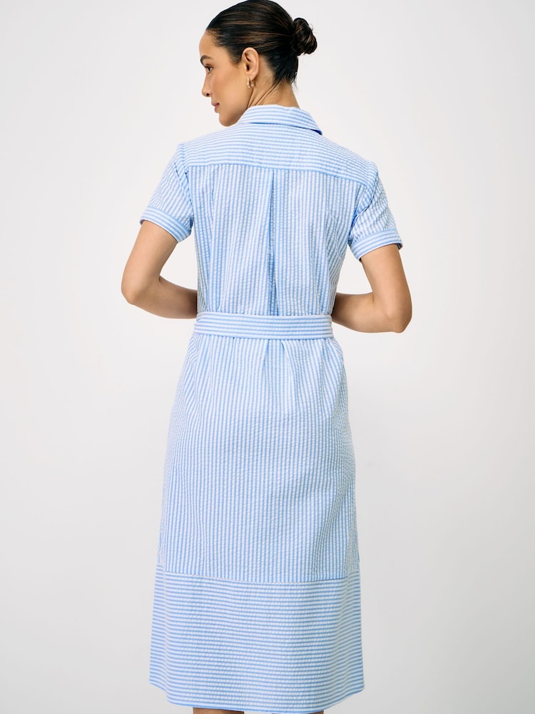 Crew Clothing Blue Kaya Seersucker Shirt Dress - Image 2 of 5