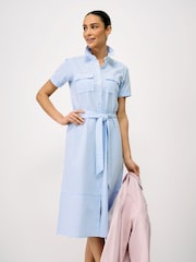 Crew Clothing Blue Kaya Seersucker Shirt Dress - Image 3 of 5