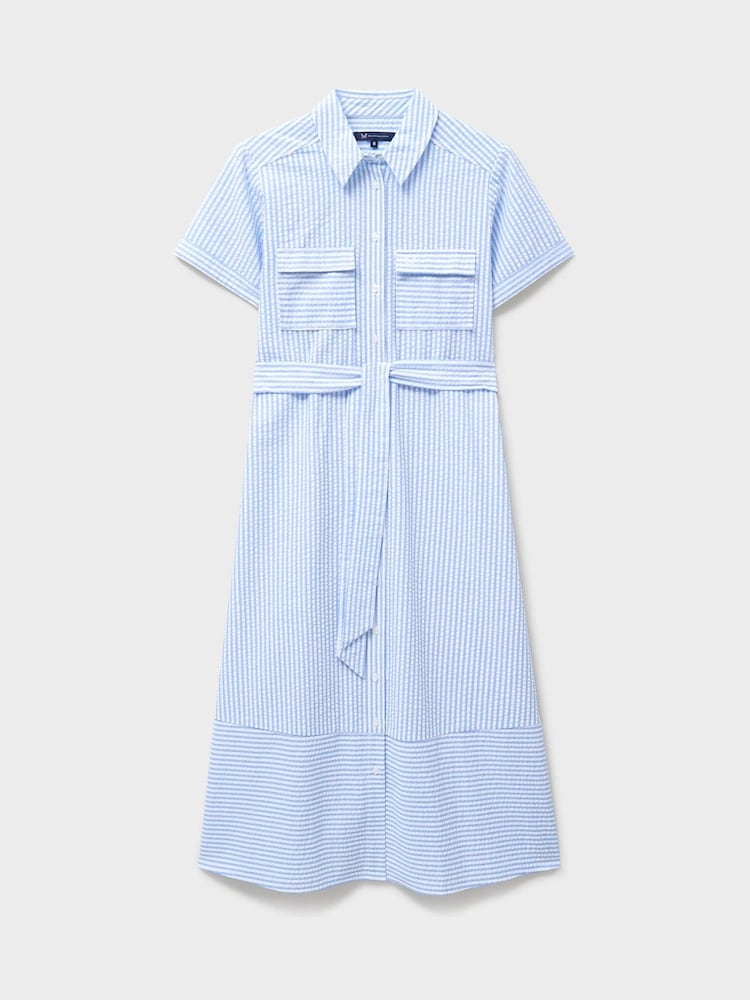 Crew Clothing Blue Kaya Seersucker Shirt Dress - Image 5 of 5