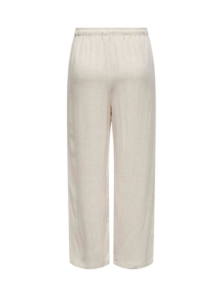 ONLY Natural Linen Mix Tie Front Trousers - Image 6 of 6