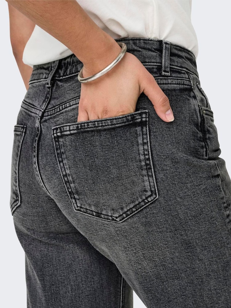 ONLY Grey Low Waist Wide Leg Jeans With Comfort Stretch - Image 2 of 6