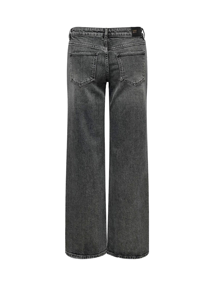 ONLY Grey Low Waist Wide Leg Jeans With Comfort Stretch - Image 6 of 6