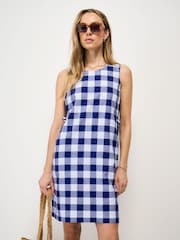 Crew Clothing Blue Charlotte Linen Blend Shift Dress - Image 3 of 5