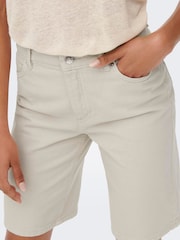 ONLY Cream Long Denim Shorts - Image 1 of 6