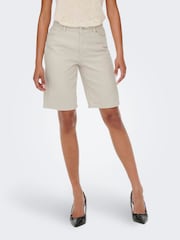 ONLY Cream Long Denim Shorts - Image 2 of 6