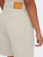 ONLY Cream Long Denim Shorts - Image 3 of 6