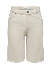 ONLY Cream Long Denim Shorts - Image 5 of 6