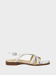 Crew Clothing Silver Woven Leather Strappy Sandals - Image 1 of 3