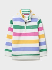 Crew Clothing Pink Stripe Half Zip Sweatshirt - Image 1 of 3