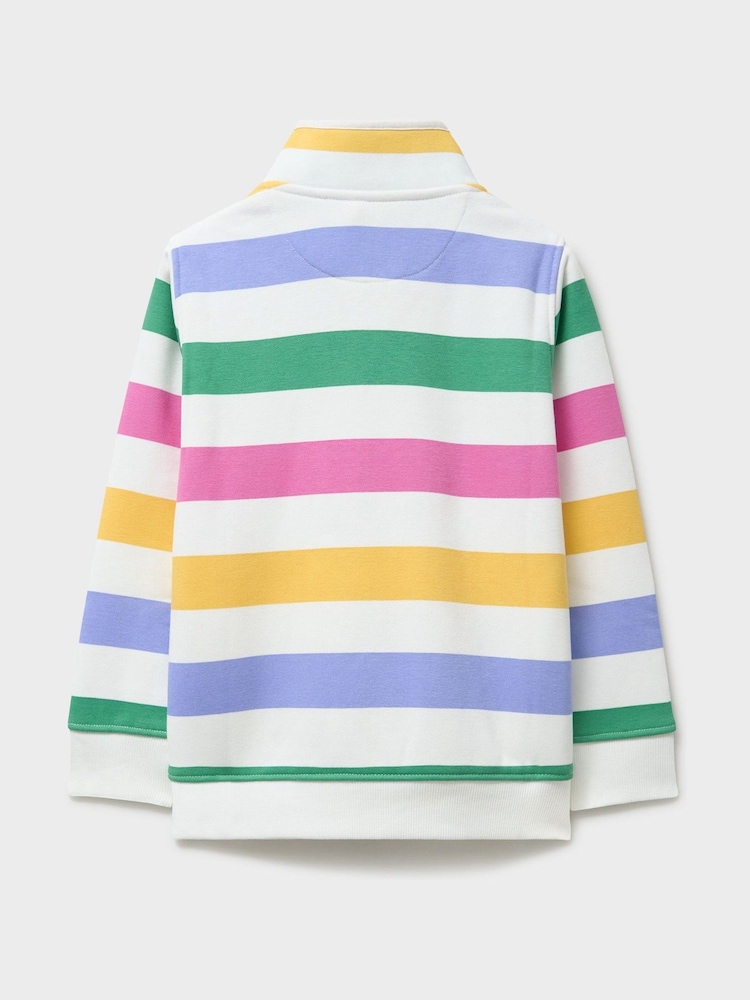 Crew Clothing Pink Stripe Half Zip Sweatshirt - Image 2 of 3