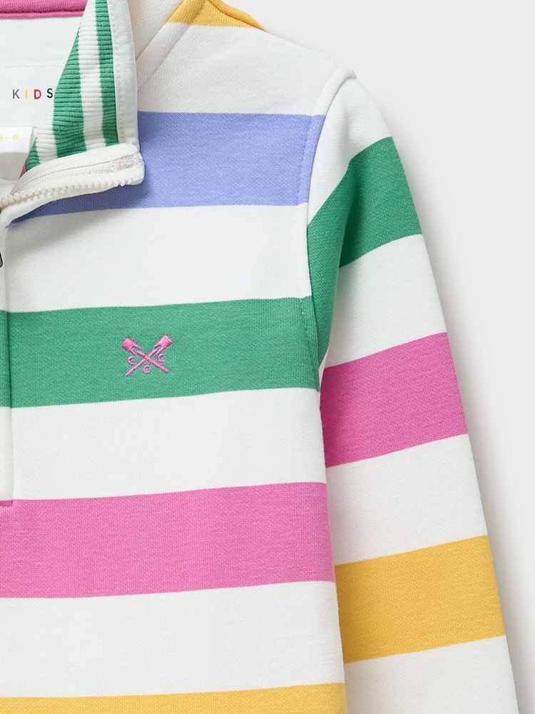 Crew Clothing Pink Stripe Half Zip Sweatshirt - Image 3 of 3