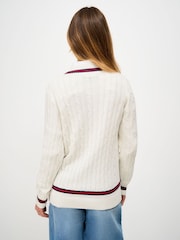 Crew Clothing White Cable Cricket Jumper - Image 2 of 5