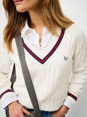 Crew Clothing White Cable Cricket Jumper - Image 4 of 5