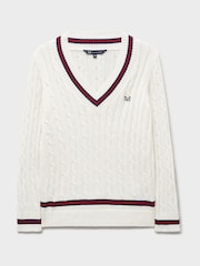 Crew Clothing White Cable Cricket Jumper - Image 5 of 5