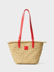 Crew Clothing Red Straw Basket Bag - Image 2 of 4