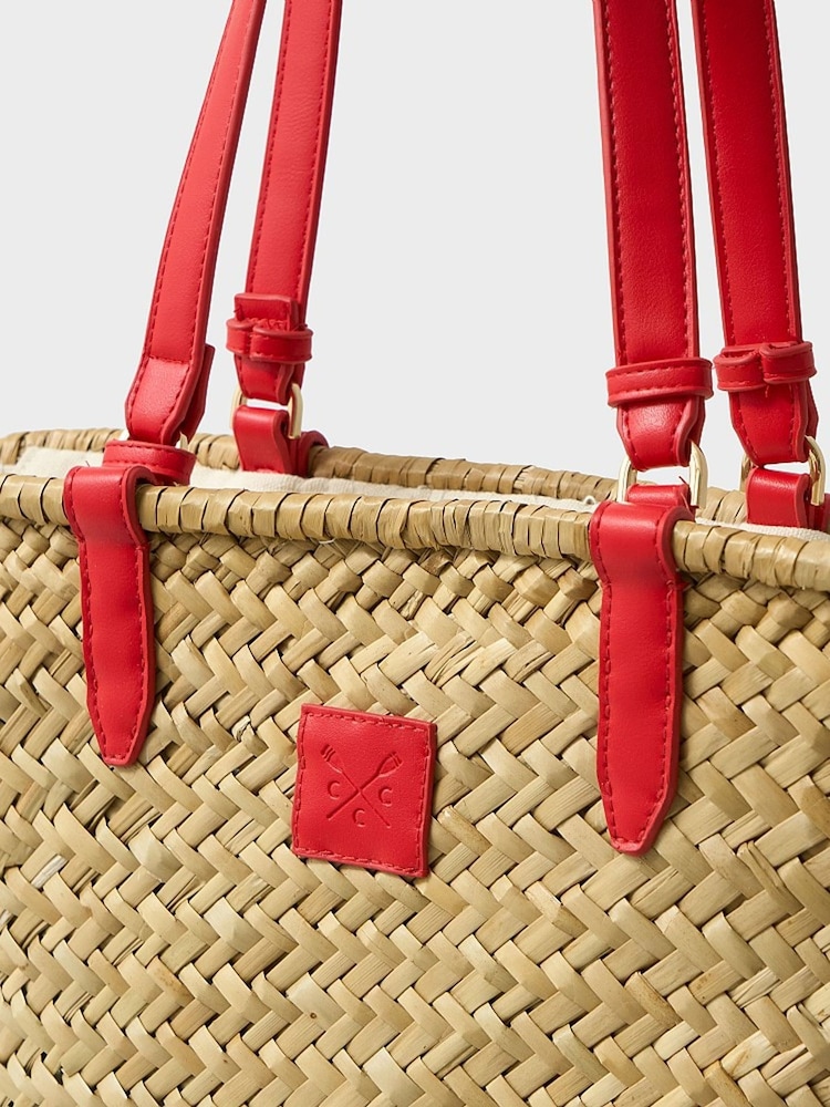 Crew Clothing Red Straw Basket Bag - Image 4 of 4 Crew Clothing Red Straw Basket Bag - Image 4 of 4