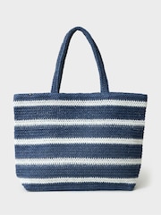 Crew Clothing Blue Stripe Raffia Shopper Bag - Image 2 of 5