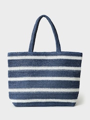 Crew Clothing Blue Stripe Raffia Shopper Bag - Image 3 of 5