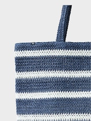 Crew Clothing Blue Stripe Raffia Shopper Bag - Image 5 of 5