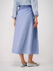Crew Clothing Blue Gaby Linen Blend Skirt - Image 2 of 4