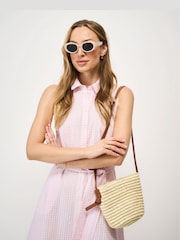 Crew Clothing Natural Decorative Raffia Cross-Body Bag - Image 1 of 4