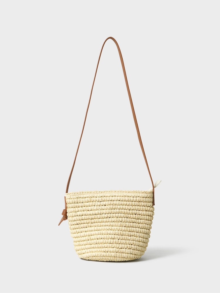 Crew Clothing Natural Decorative Raffia Cross-Body Bag - Image 2 of 4