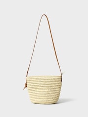 Crew Clothing Natural Decorative Raffia Cross-Body Bag - Image 3 of 4
