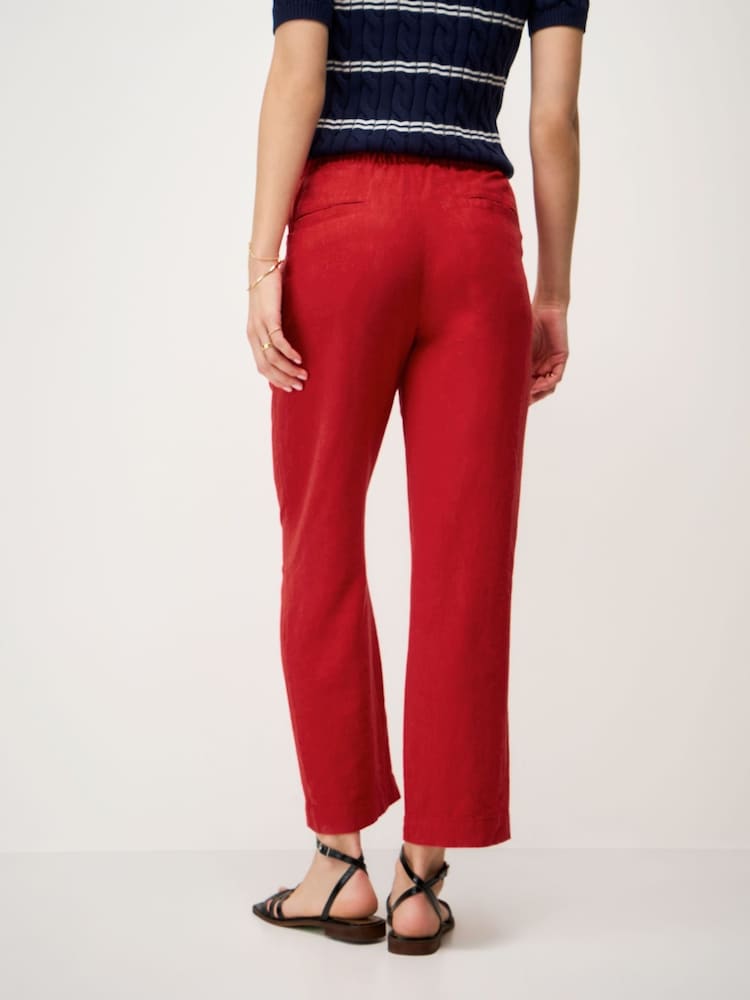Crew Clothing Red Tapered Leg Linen Blend Trousers - Image 2 of 5