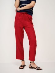 Crew Clothing Red Tapered Leg Linen Blend Trousers - Image 3 of 5