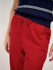 Crew Clothing Red Tapered Leg Linen Blend Trousers - Image 4 of 5