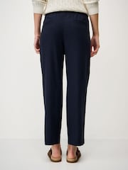 Crew Clothing Blue Tapered Leg Linen Blend Trousers - Image 2 of 5