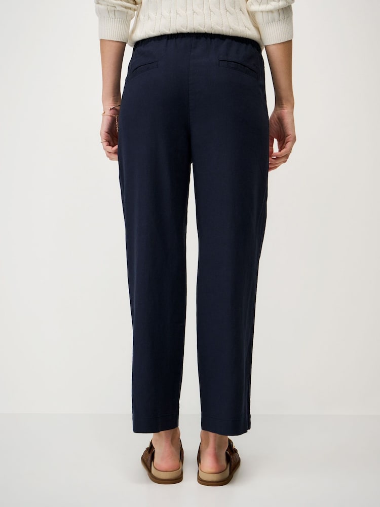 Crew Clothing Blue Tapered Leg Linen Blend Trousers - Image 2 of 5