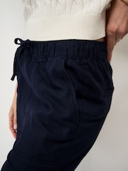 Crew Clothing Blue Tapered Leg Linen Blend Trousers - Image 4 of 5