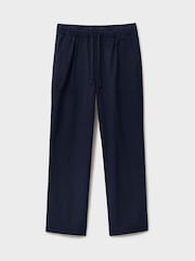 Crew Clothing Blue Tapered Leg Linen Blend Trousers - Image 5 of 5
