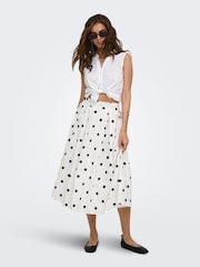 ONLY White Polka Dot Long Pleated Skirt - Image 1 of 6