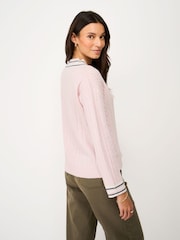 Crew Clothing Pink Relaxed Cable Cricket Jumper - Image 2 of 5