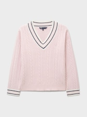 Crew Clothing Pink Relaxed Cable Cricket Jumper - Image 5 of 5