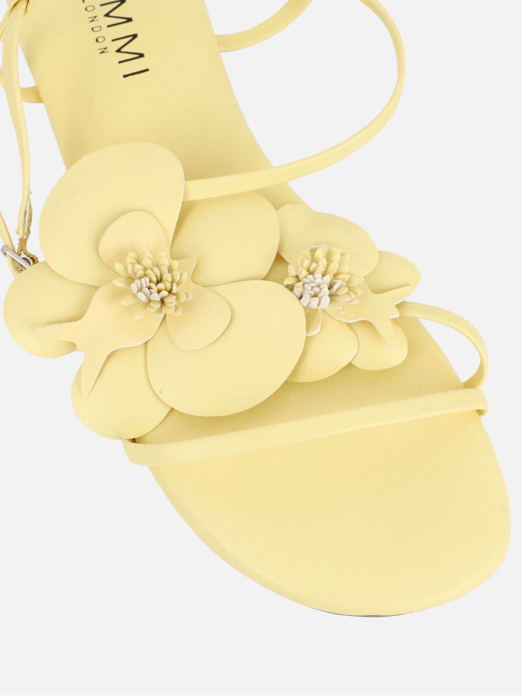 Buy Simmi London Yellow Bonnie Flower Detail Flat Sandals from