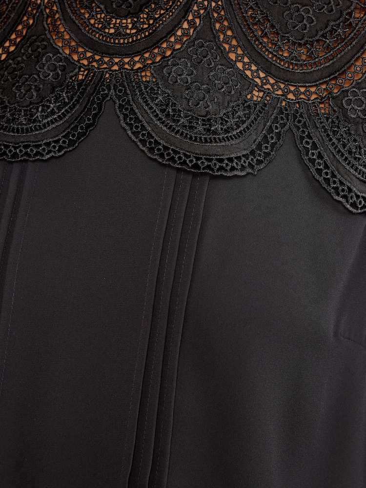 Love & Roses Black Lace Front Long Sleeve Blouse - Image 6 of 6 Love & Roses Black Lace Front Long Sleeve Blouse - Image 6 of 6