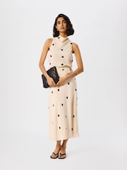 Whistles Cream Jacquard Spot Satin Halterneck Top - Image 2 of 5