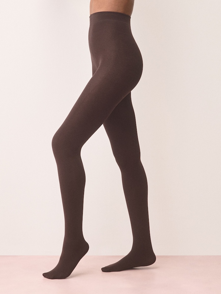 Chocolate Brown Fleece Lined Thermal Tights 2 Pack - Image 1 of 4