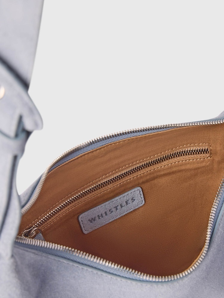 Whistles Blue Small Sia Suede Cross-Body Bag - Image 2 of 4