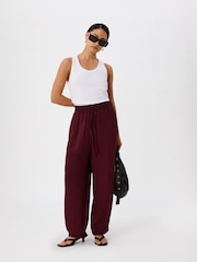 Whistles Purple Petite Tie Waist Trousers - Image 1 of 5