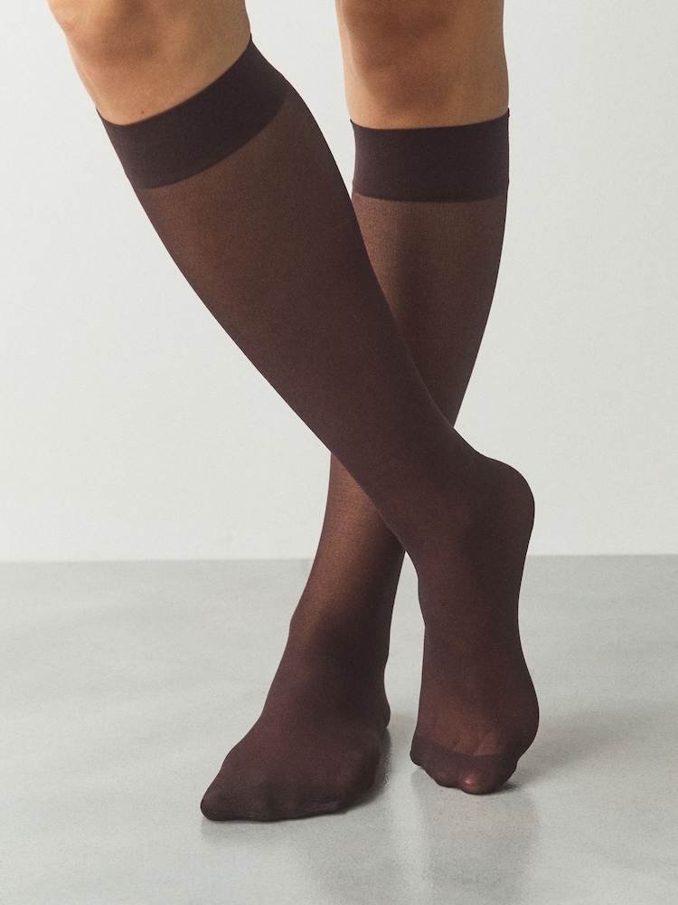 Chocolate Brown 20 Denier Knee High Socks 5 Pack - Image 1 of 2
